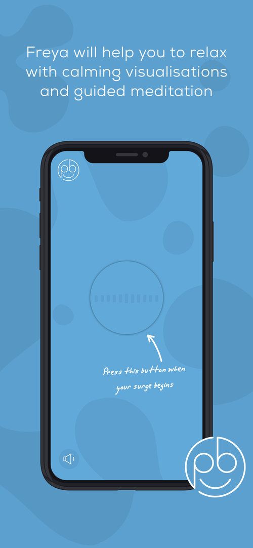 Freya app screenshot: 'Freya will help you to relax with calming visualisations and guided meditation.'